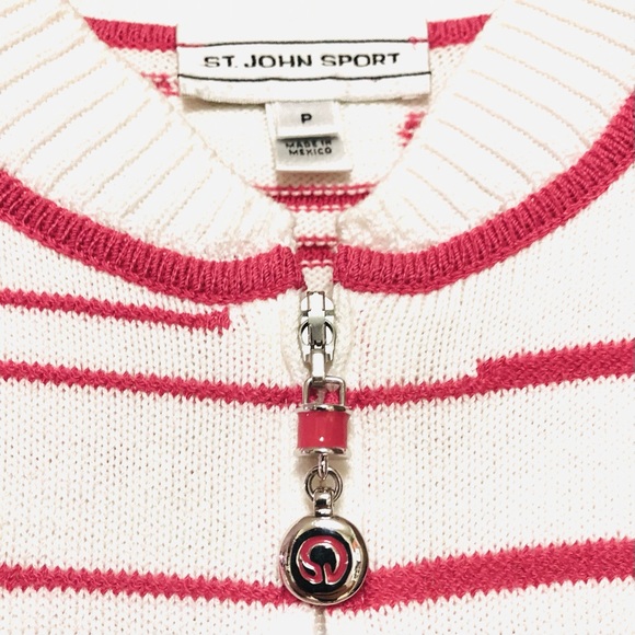 St. John Sport Full Zip Cardigan Sweater Size 2 Petites Santana Knit Hot Pink - Picture 10 of 14